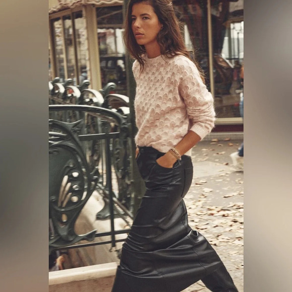 ZARA WOOL AND ALPACA BLEND KNIT SWEATER WITH LAYERED PRINT S Cream - Picture 2 of 10